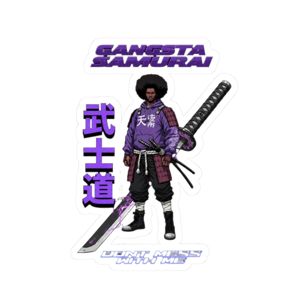 'Gangsta Samurai - Afro Street Fighter Anime Manga' Sticker | Afro Samurai - alternate angle 3, merchandise