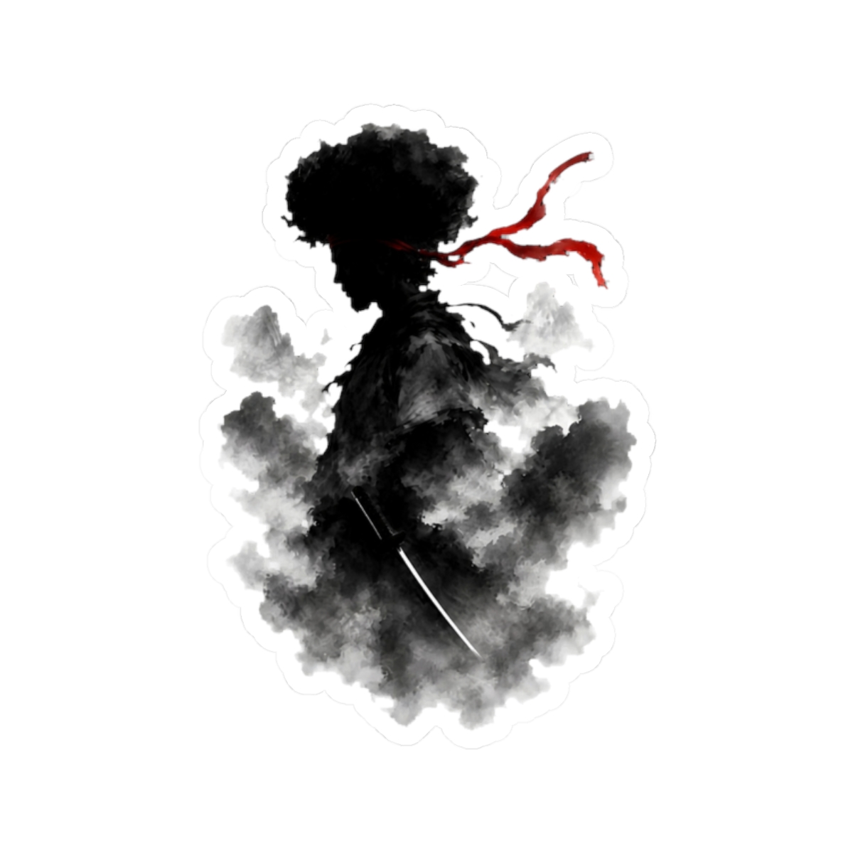 Afro Warrior Katana Silhouette Japanese Ink Art | Afro Samurai - alternate angle 3, merchandise