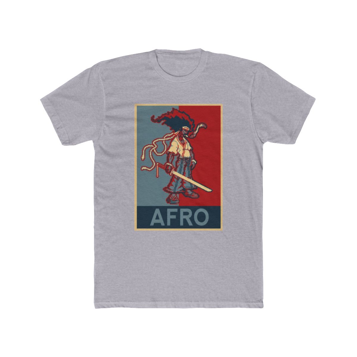 T Shirt - Grey - Propaganda - Pixel Art - Afro Samurai - Afro - Propaganda World